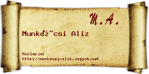 Munkácsi Aliz névjegykártya